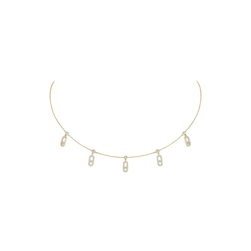 Pave Drop Chocker Gold