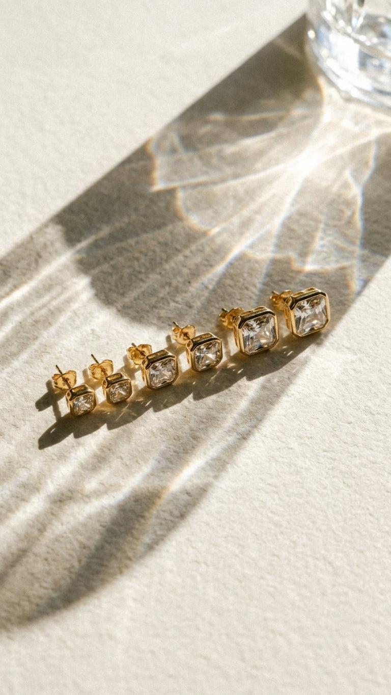 Bezel Square Earrings