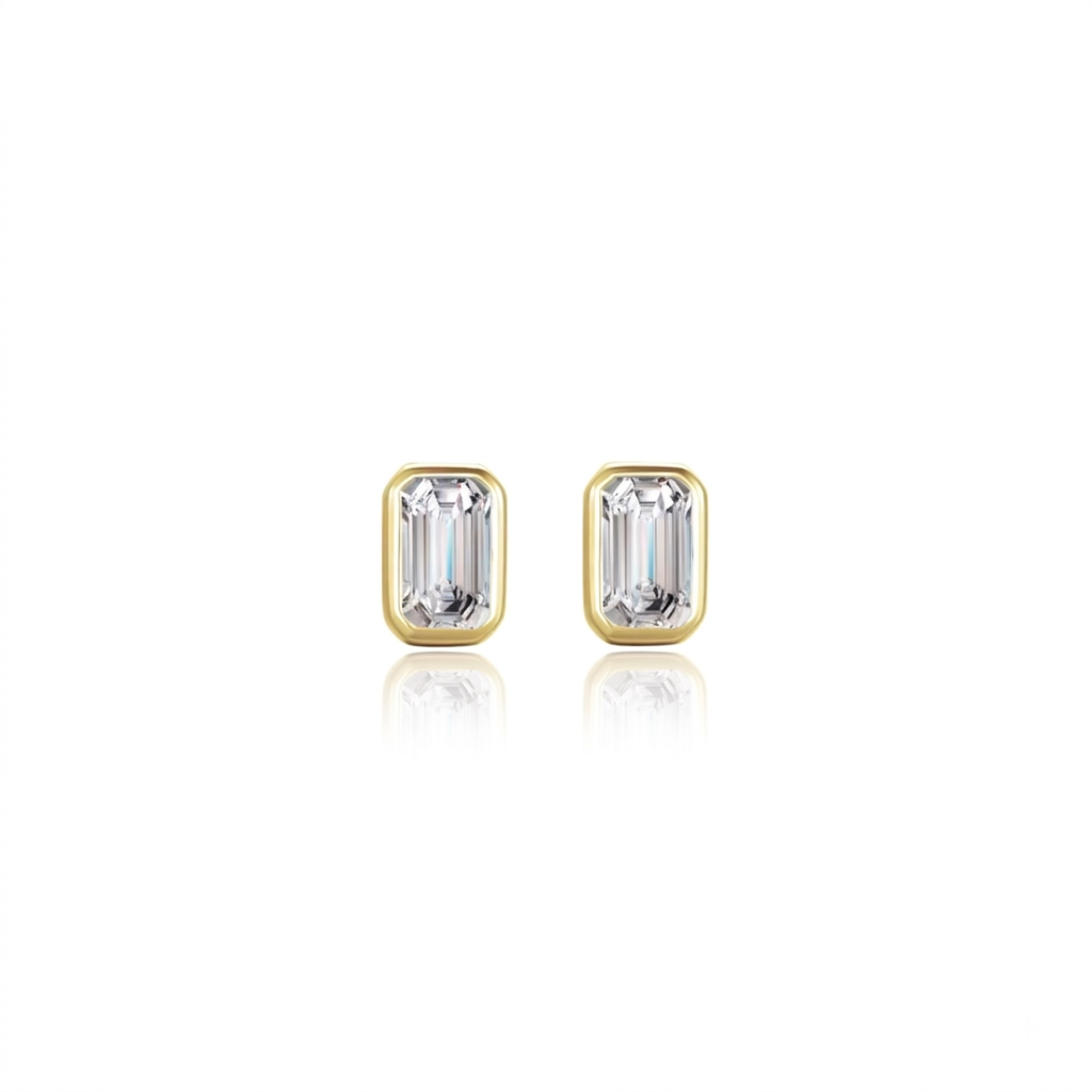 Baguette Gold Studs
