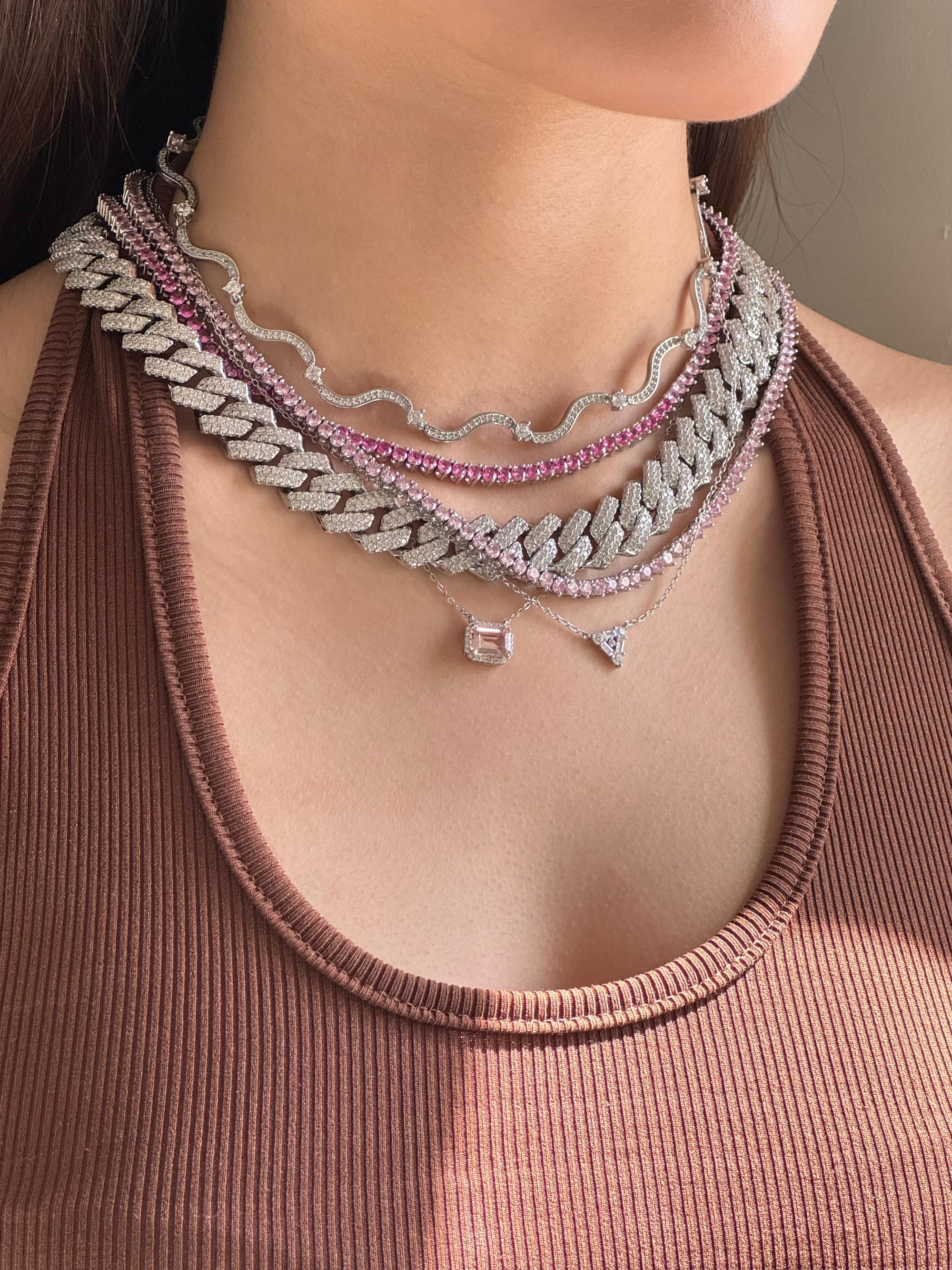 Collar Tennis Pink Rose Colors