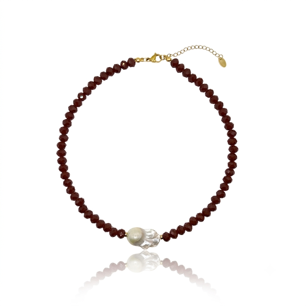 Garnet Pearl Necklace