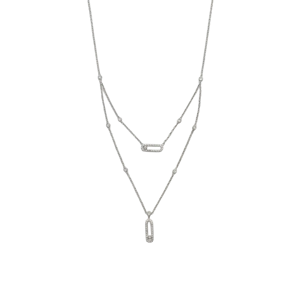 Dúo Pave Necklace Silver
