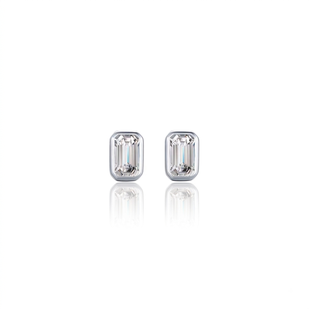 Baguette Silver Studs