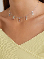 Pave Drop Chocker Silver