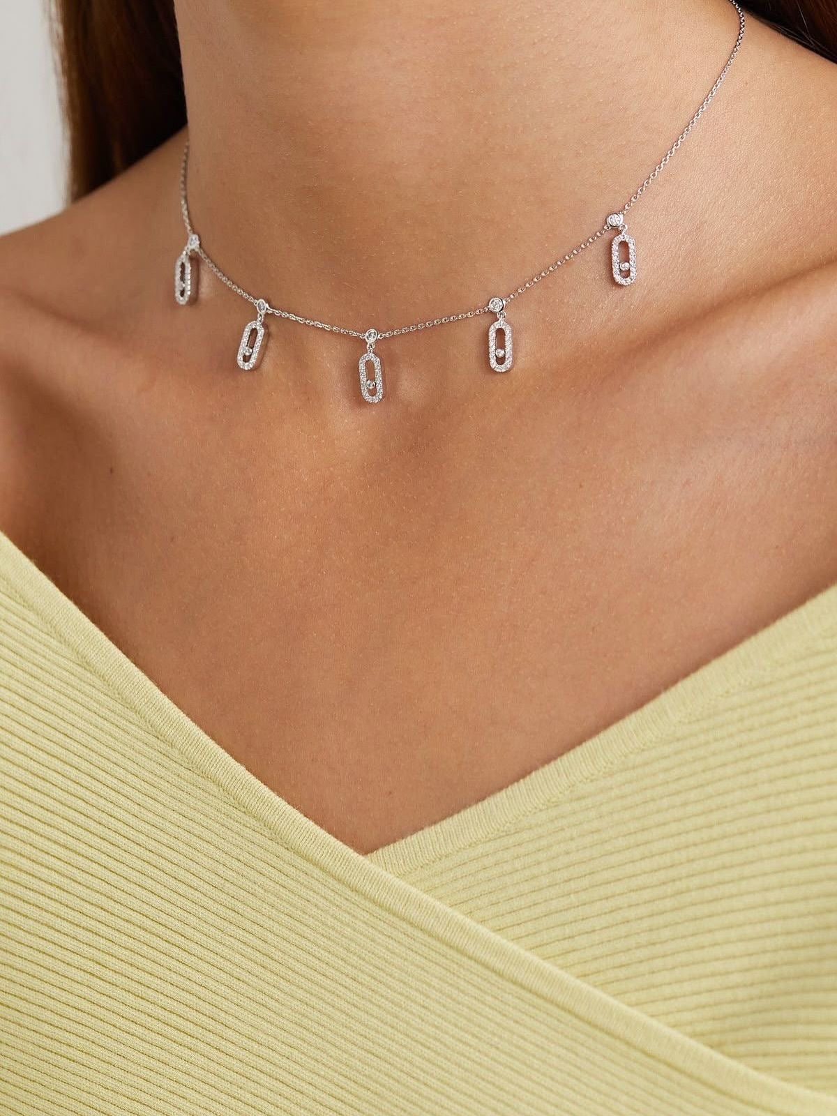 Pave Drop Chocker Silver